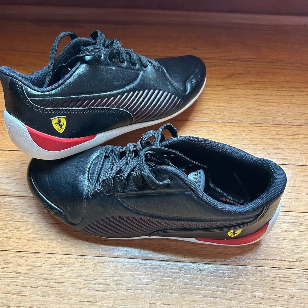 Ferrari Black Sneakers with Red and White Details